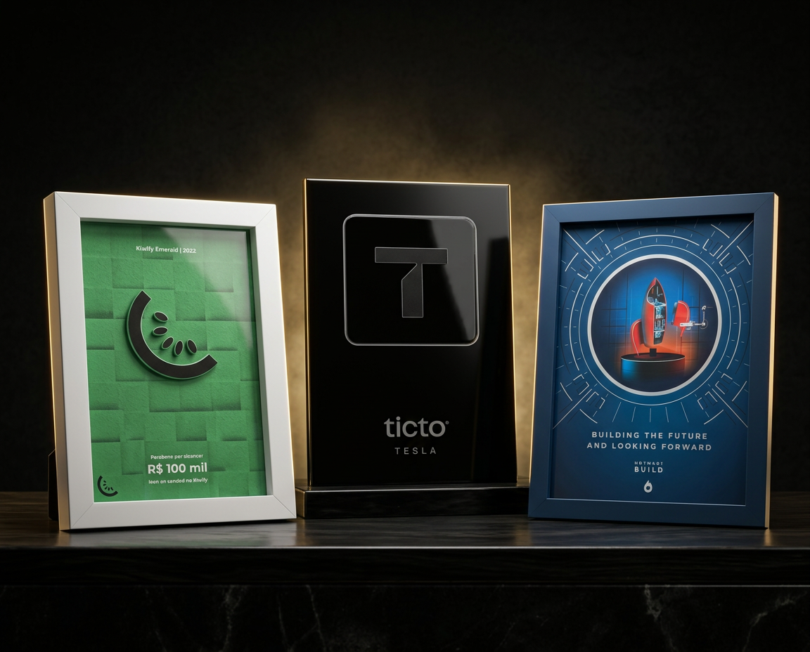 Placas de conquistas do Guto Machado — Kiwify, Ticto e Hotmart Build